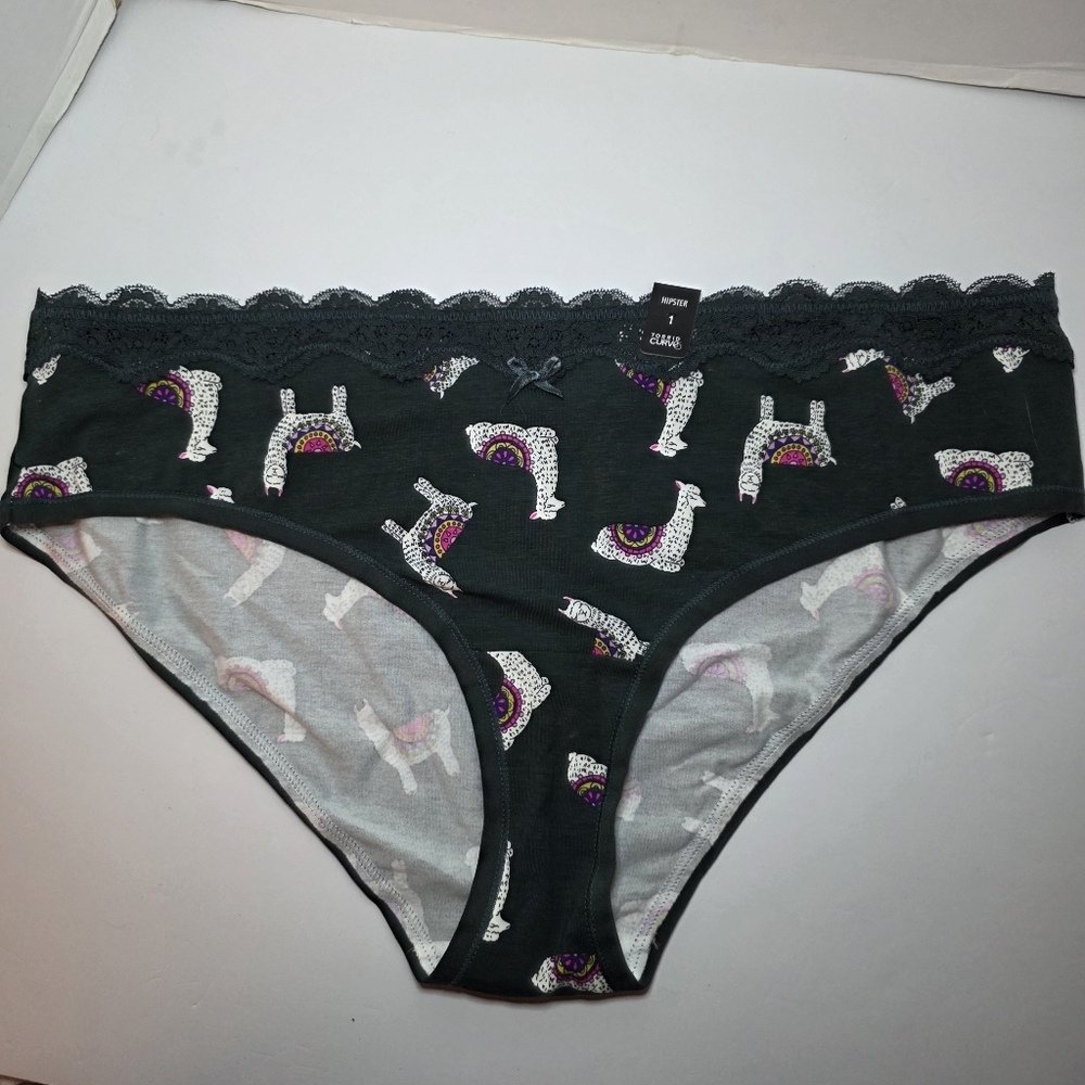 NWT Torrid Plus Size 1 1X 14/16 COTTON MID-RISE HIPSTER LACE TRIM PANTY LLAMAS